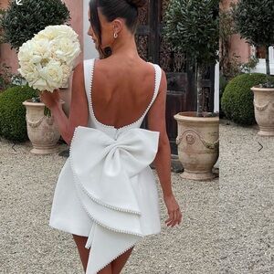 White pearl mini dress